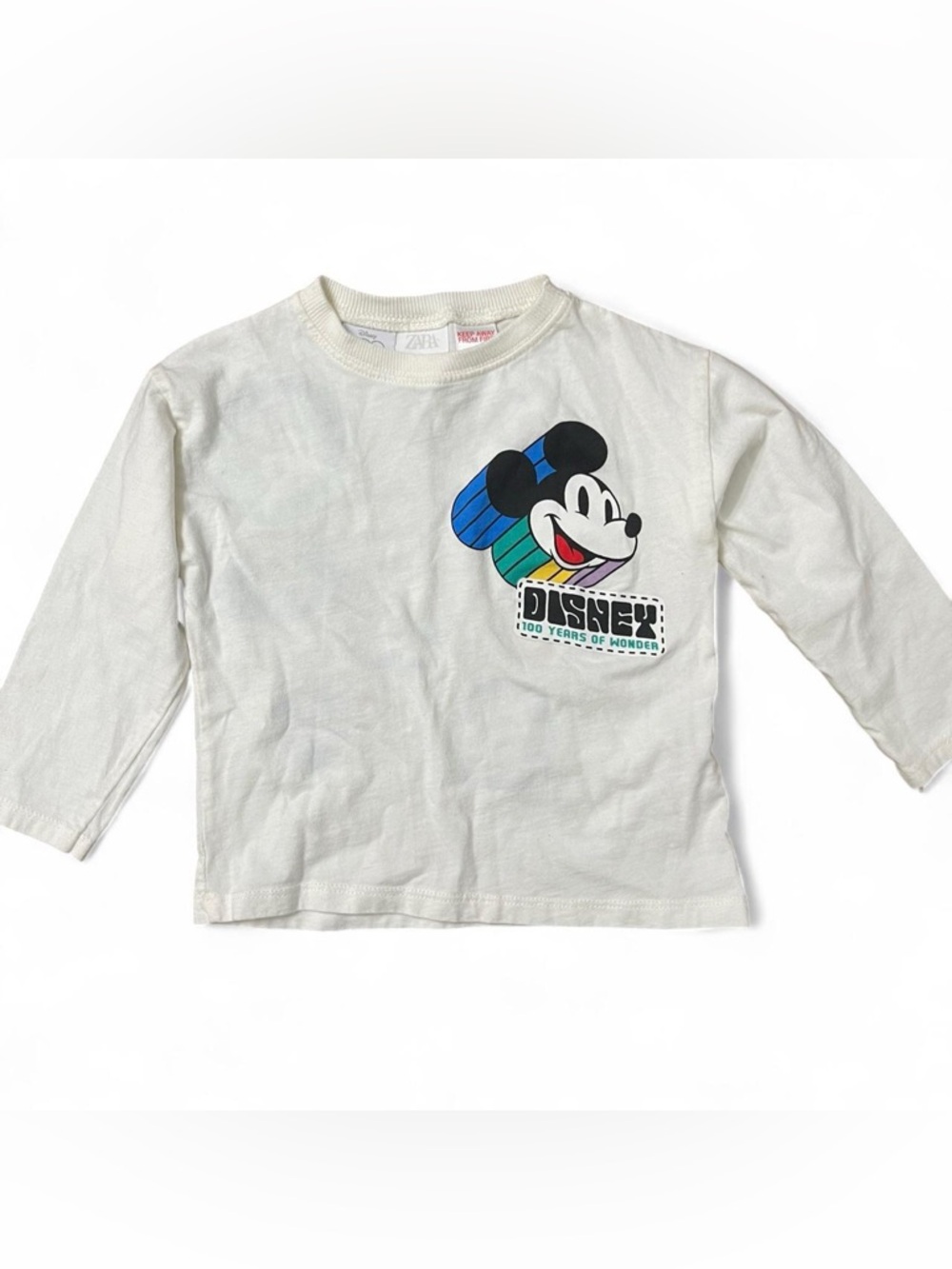 Zara Mickey Mouse & Friends Disney 100th Anniversary white long-sleeve t-shirt